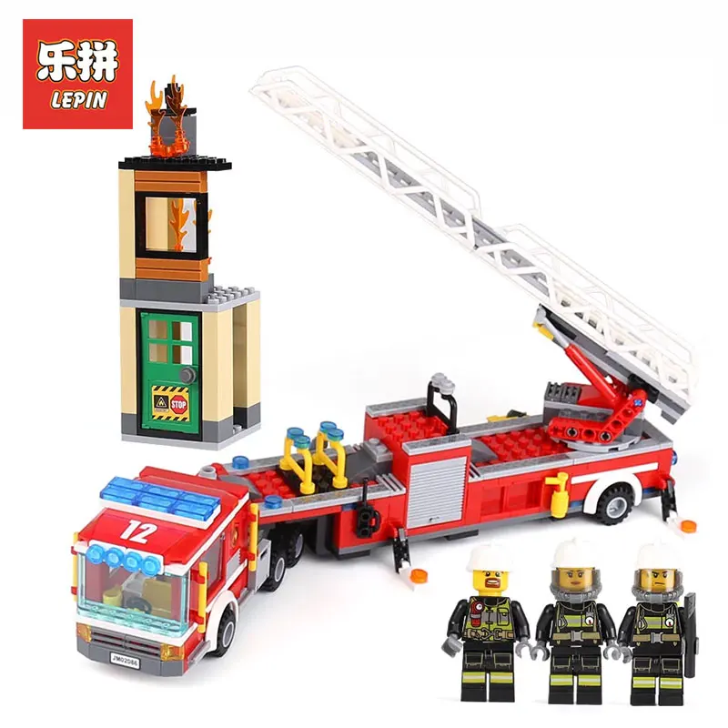 

LEPIN 02086 421PCS Gneuine City Series The Firetruck Set Model Building Blocks Brick Educational toys LegoINGlys Children gifts