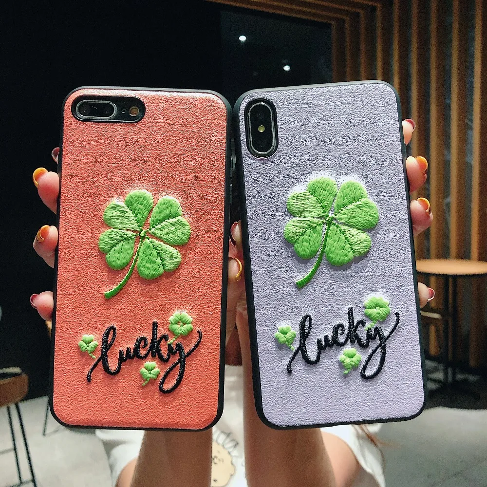 $2.69 For iPhone X XR XS Max Cases Embroidered lucky four-leaf clover with luminous Shell For iPhone 6 6S 7 8 Plus Cover Phone Cases $2.69 For iPhone X XR XS Max Cases Embroidered lucky four-leaf clover with luminous Shell For iPhone 6 6S 7 8 Plus Cover Phone Cases