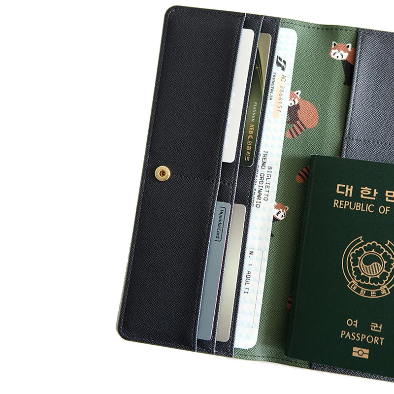 Passport Cover Lovely Animal Travel Foldable ID Holder Long Section Passport Clip Flight Bit License Wallet Sets Bag PC0063 (2)