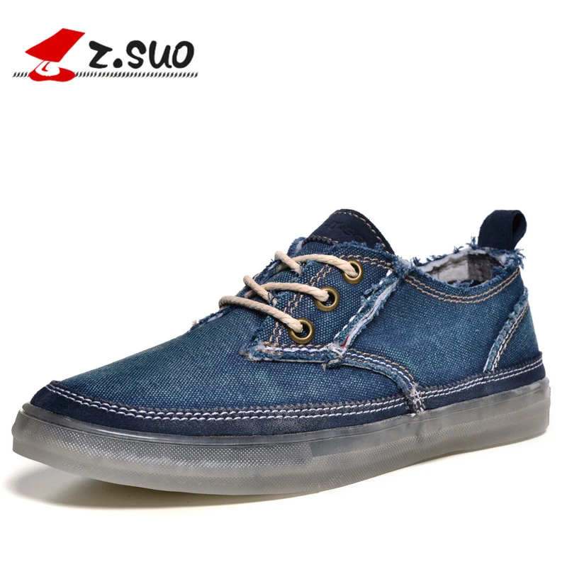 Z. suo/2017 г. синяя джинсовая парусиновая обувь для мужчин, весна-осень, уличная мужская повседневная обувь, лидер продаж, Мужская обувь для