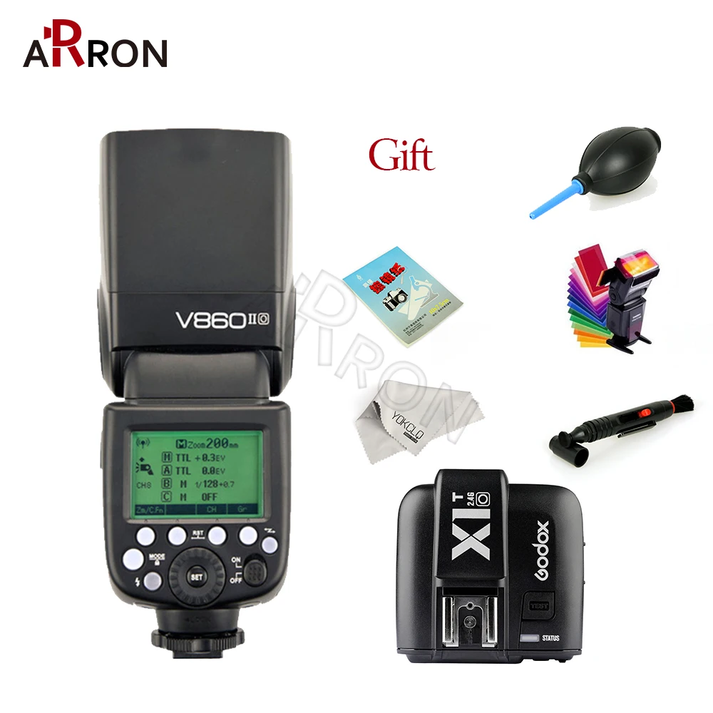 Горячая Godox V860II GN60 TTL HSS 1/8000s Вспышка Speedlite с литий ионным аккумулятором + X1T C/N/S
