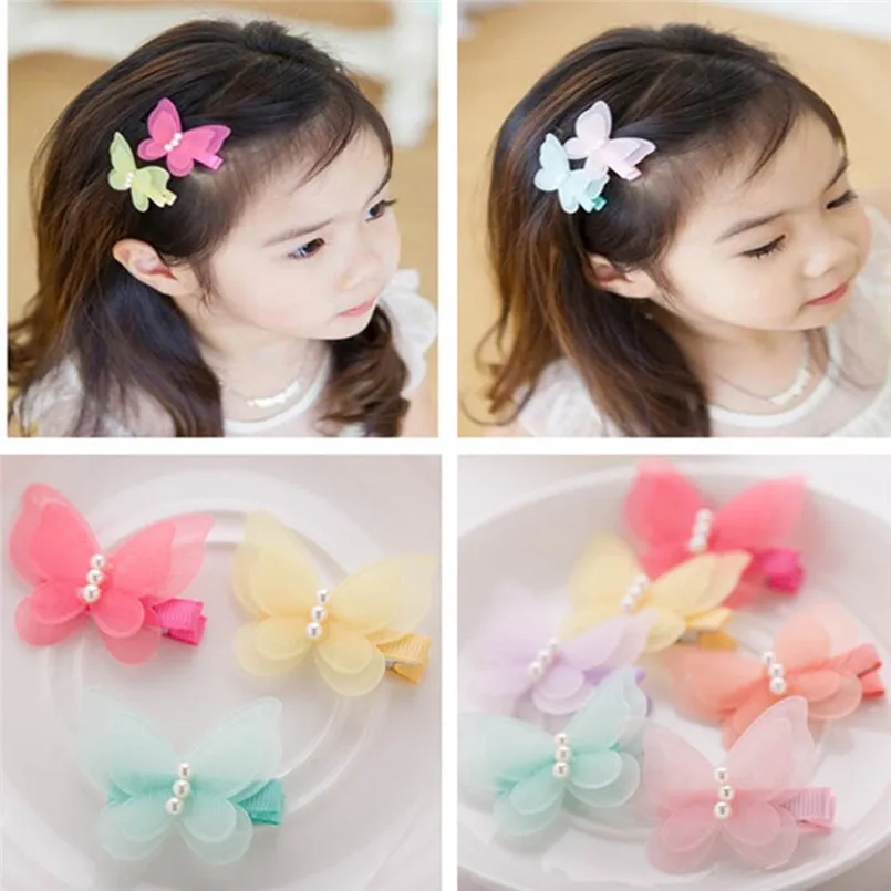 LH Baby girl hair clips 6PC Kids Infant Baby Girl Hair Clip Butterfly