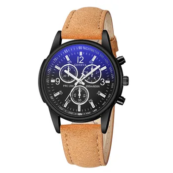 

Luxury 2019 Mens Quartz watch Fashion Faux Leather Blue Ray Glass Analog Charm Watches reloj hombre deportivo A4