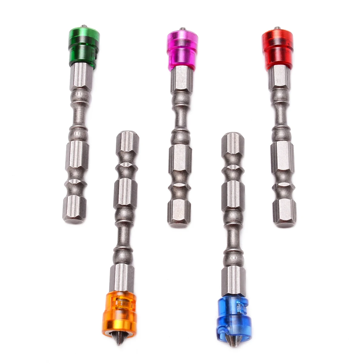 5pcs Single Head Magnetic Screwdriver Bit Anti-Slip S2 PH2 1/4