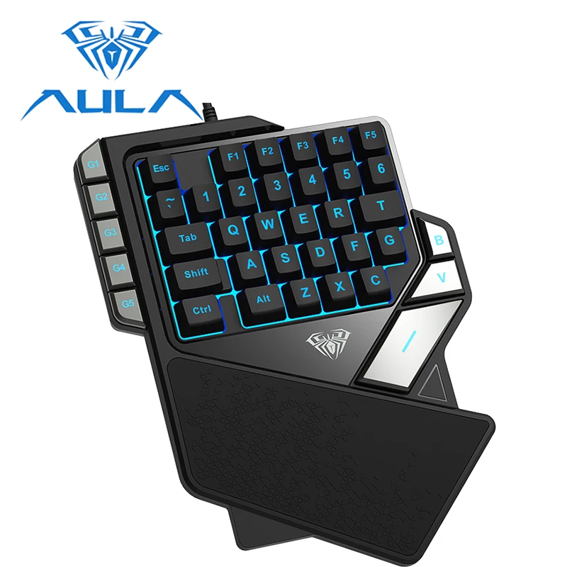 AULA Single Hand Keyboard Wired Keypad 7 Colors RGB Backlight for Desktop Laptop Phone Mini One-hand Gamer Gaming keyboard #2062