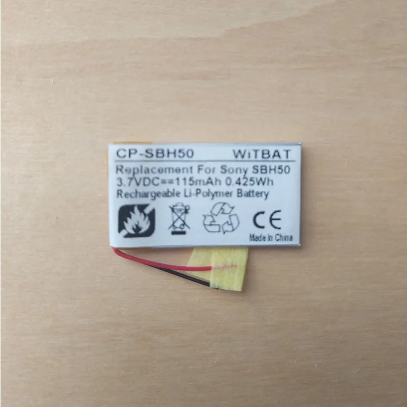 

3.7V Battery 115mAh for Sony SBH50 SBH52 Bluetooth Headset Li-Polymer Polymer Rechargeable Accumulator Replacement AB291634P