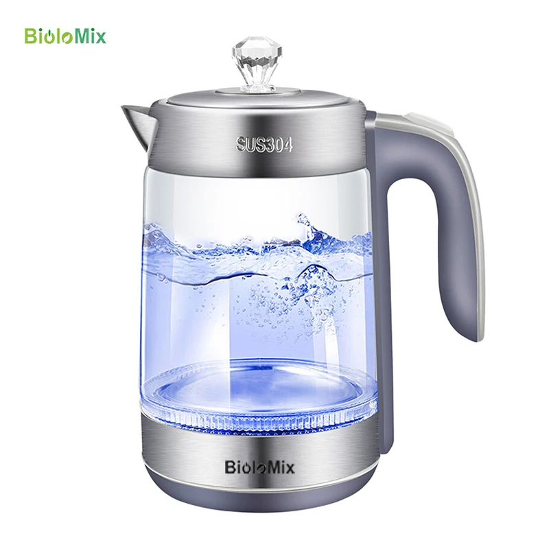 BioloMix 1.8L Blue LED Light Digital Glass Kettle 2200W Tea Coffee Kettle Pot BioloMix 1.8L Blue LED Light Digital Glass Kettle 2200W Tea Coffee Kettle Pot