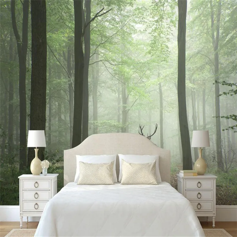 

custom modern 3d wallpaper stereo effect simple nordic vintage background wall mural fog elk forest wallpaper for living room