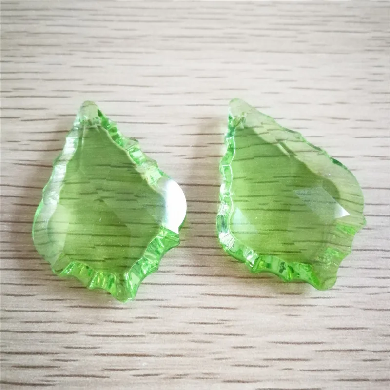 Горячая 50 мм светло-зеленый цвет хрустальным кленовый лист форма стеклянная капля Призма французский стиль стеклянные подвески для люстры кулон