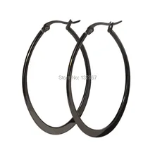 Одна пара с черным покрытием Для женщин вечерние ювелирные изделия Нержавеющая сталь стильные овальные серьги-кольца