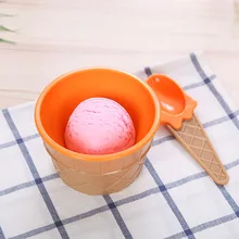 

Mini Ice Cream Cup Bowl with A Spoon Set Kids Reusable Icecream Bowls Plates Gift Children's Tableware Food Containers Cups