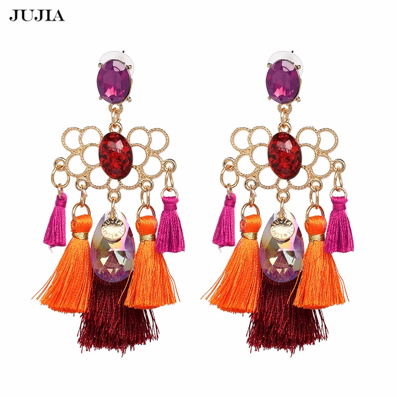 

JUJIA Ethnic Handmade Jewelry Long Tassel Earring For Women Statement Drop Earrings Brincos Wedding Jewelry