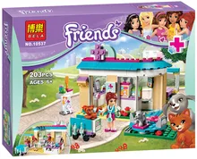 2016 New Bela 10537 203Pcs Friends Vet Clinic Model Building Blocks Kits Minifigure Compatible With Legoe Bricks set Girl Toys