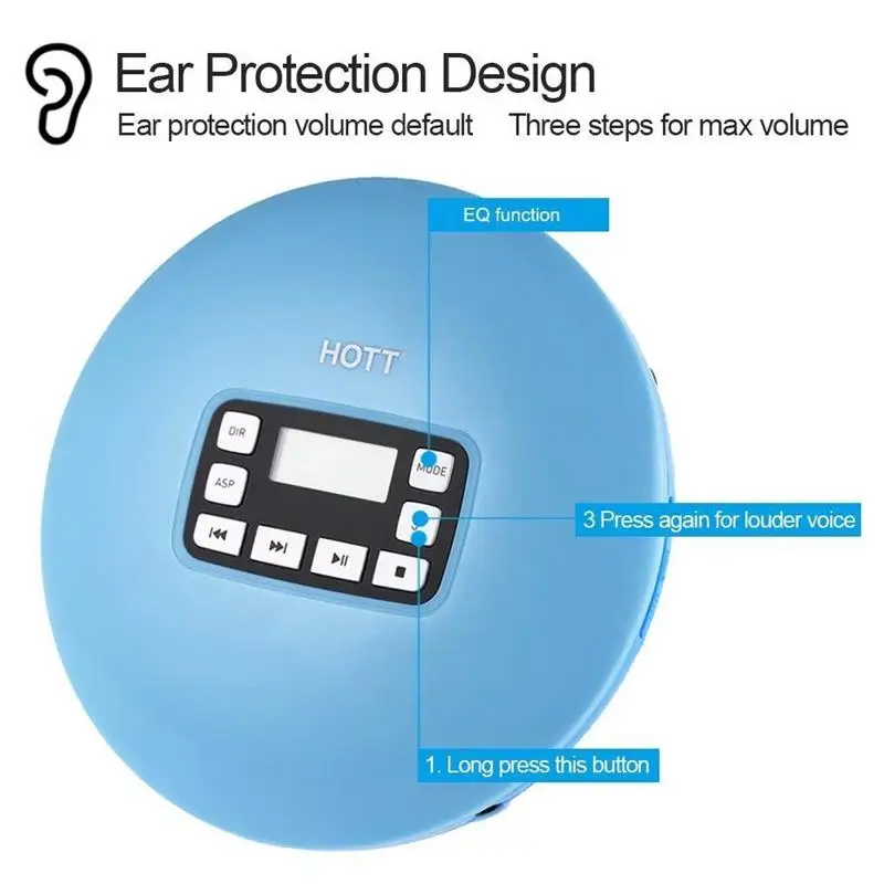 Portable CD Player Personal CD Player with Headphones Compact Music CD Walkman CD Player for Kids Adults with Skip Function