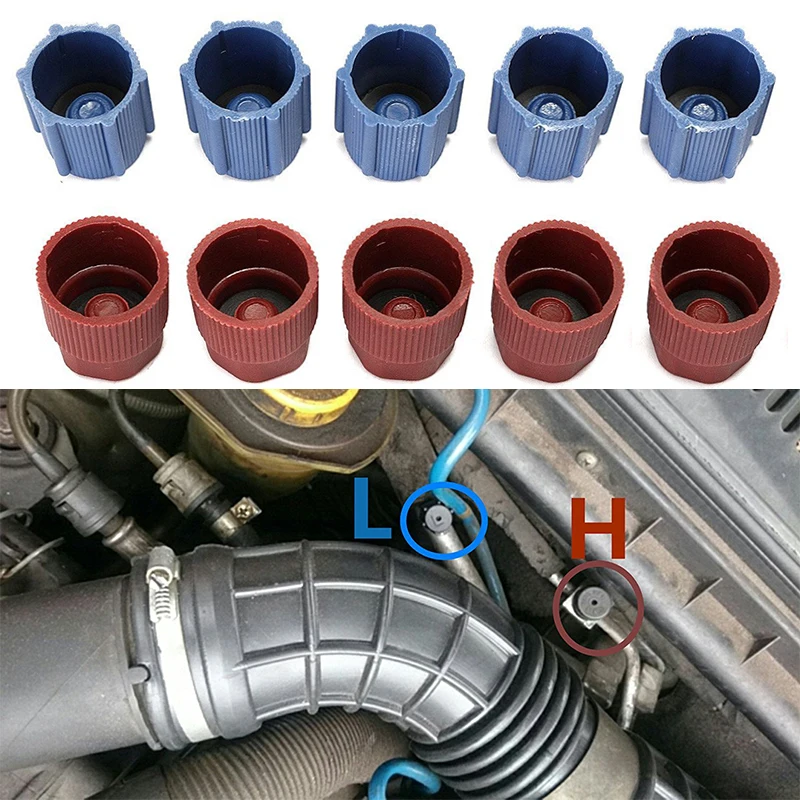 10Pcs/Set AC System Cap Charging Port Service Caps Hi Low Side R134a