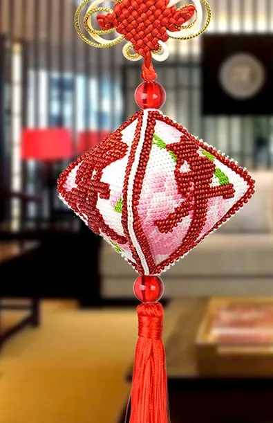Red peace Peace lucky Набор для вышивки крестом из бисера с принтом 14ct, пластиковый холст, сделай сам, ручная работа, рукоделие, китайский стиль, подвеска для автомобиля, кисточка - Цвет: Red peace