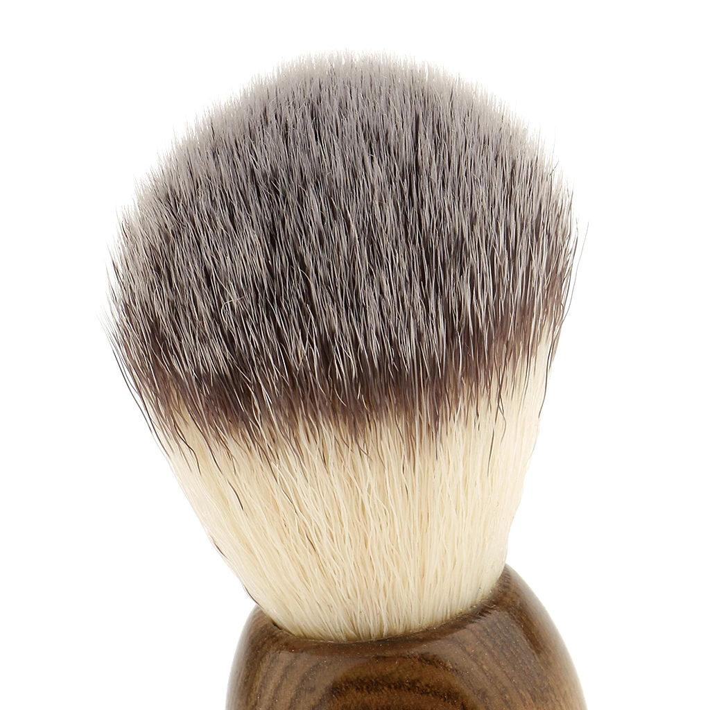 Set of 3 Pieces Natural Wood Shaving Brush + Stainless Steel Holder Stand Rack + Mens Shave Soap Cream Mug Bowl Set Kit