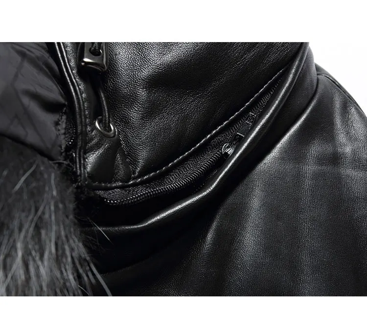 Batmo 2017 новое поступление зимние высокого качества натуральная кожа овчины меховой воротник лиса куртка с капюшоном Мужские Белая куртка с