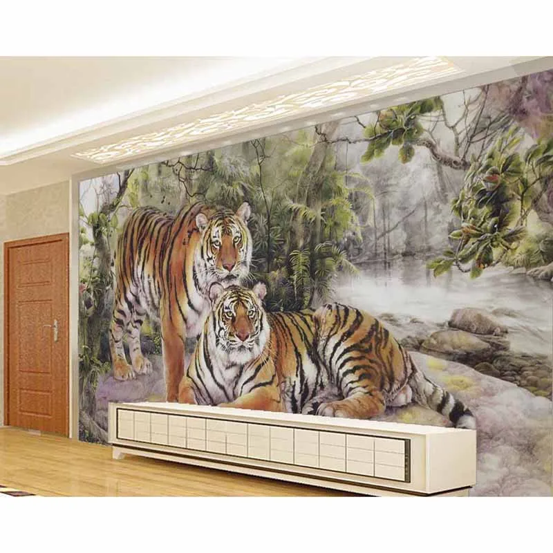 Custom 3D Photo Wallpapers For Living Room TV Background Frost Tigers Waterproof Wall Papers Walls Home Decora #518 | Обустройство