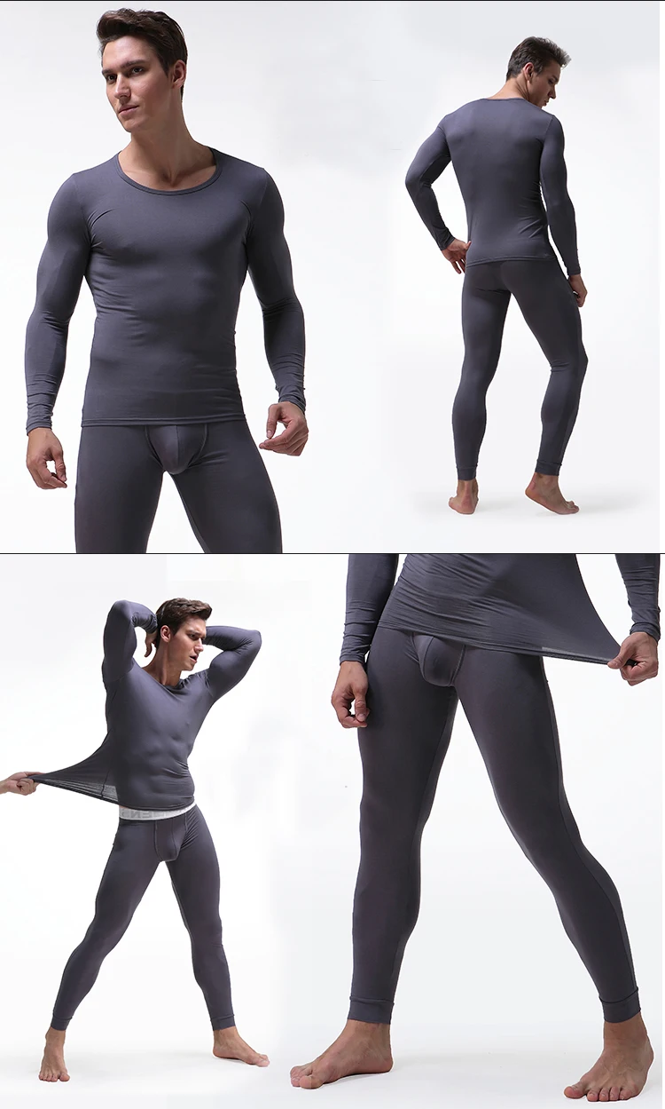 mens long underwear sets Mens Thermal Underwear Sets Male Winter Warm O-neck Underwear Suit Trousers Modal Man Thin Section Long Johns M-3XL 2017 cotton long underwear