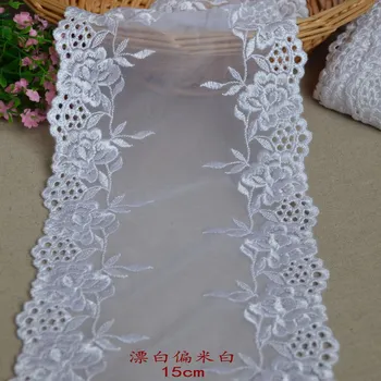 

15cm Flower french net lace embroidery wedding lace white lace fabric for wedding dresses