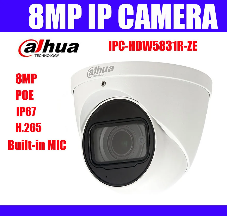 IPC-HDW5831R-ZE 8MP POE H.265 IP67 IR 50m Duhua оригинальная купольная IP-камера 2 7-12 мм с