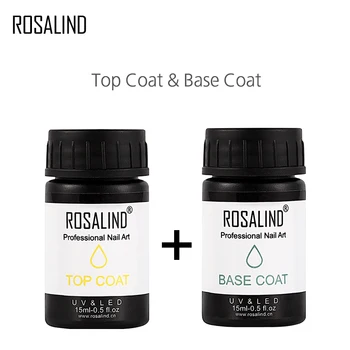 

ROSALIND New 15ml Top Base Coat Set For All Gel Varnish Semi Permanent Design Manicure Primer Tops Coat Gel Polishing Nail Art