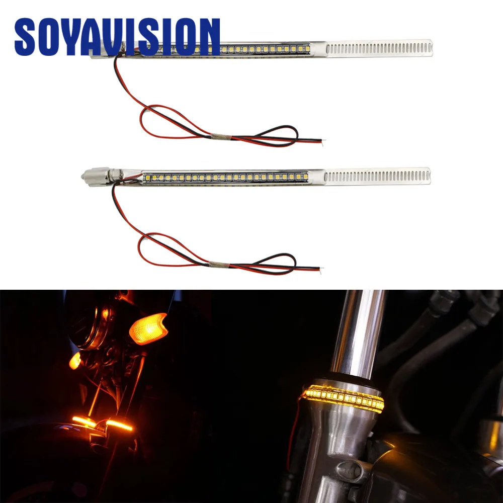 

Motorcycle LED 250mm Fork Turn Signal Strip Light Amber Lamp For Harley Victory High Quality Bendable Ring Motorcycle Led