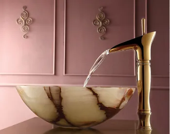 Price Free Ship Crystal Design Lavatory Vessel Sink Tall Waterfall Faucet Mixer Tap Deck Mount Single Hole New