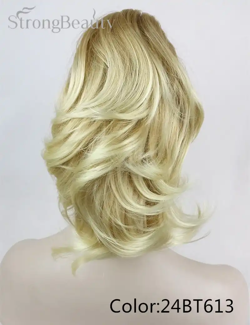 Strong Beauty Synthetic Short Wavy Blonde Black Ponytail Clip In