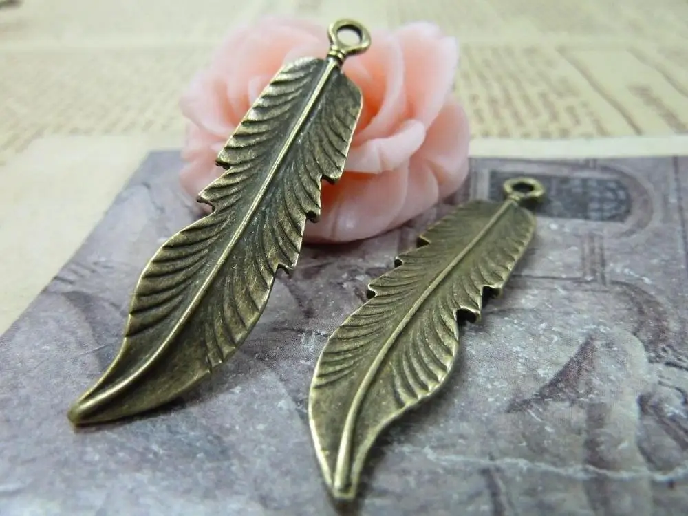 20Pcs Antique Bronze Feather Charm DIY Jewelry Makingin Charms from