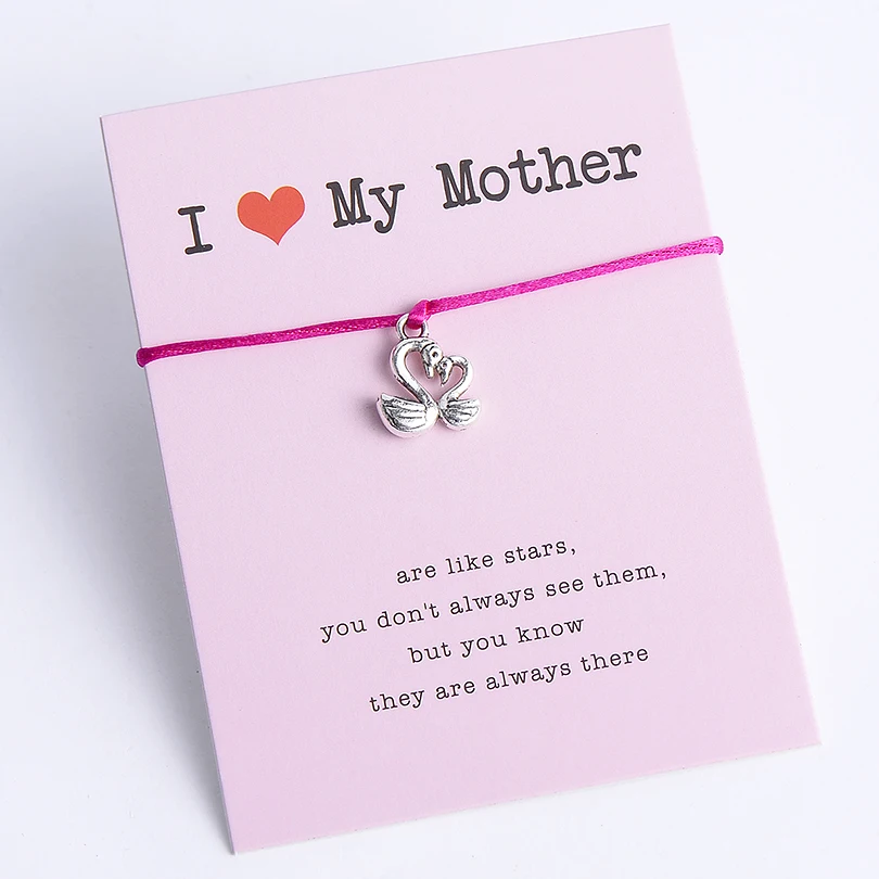 Pipitree 17 цветов браслет с сердцем I Love My Mother двойным лебедем Ювелирное Украшение для