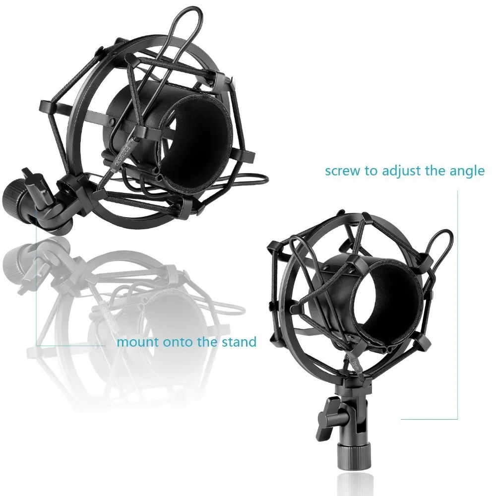  Ituf Microphone Suspension Boom Scissor Arm Stand with Mic Clip Holder & Table Mounting Clamp Kit f