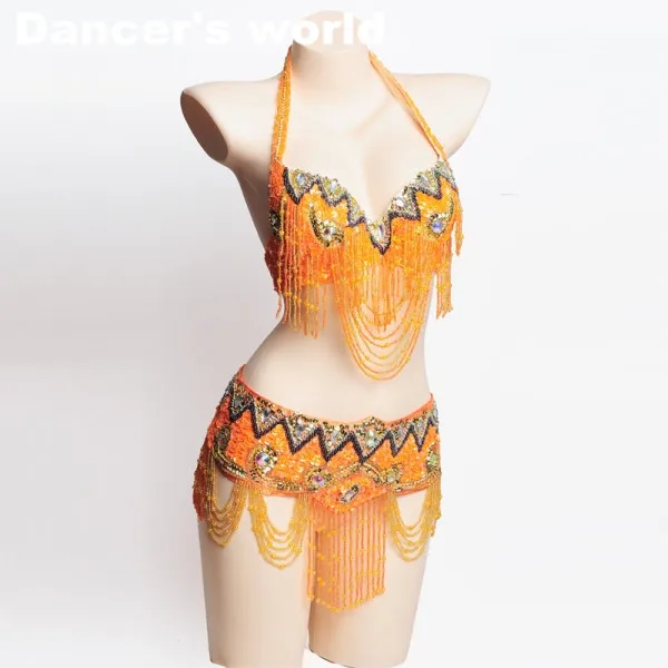 

Nightclub bra and belt suit girls belly dance clothes set women belly dance bra and hip scarf set dance set S/M/L/XL