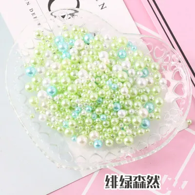 Mix light green 500 шт./пакет 2,5-5 мм в диаметре, различные цвета радуги Цвет Круглый УФ Искусственный жемчуг из смолы бусины без отверстия бусины DIY ювелирных изделий Цепочки и ожерелья искусству изготовления - Цвет: Mix light green