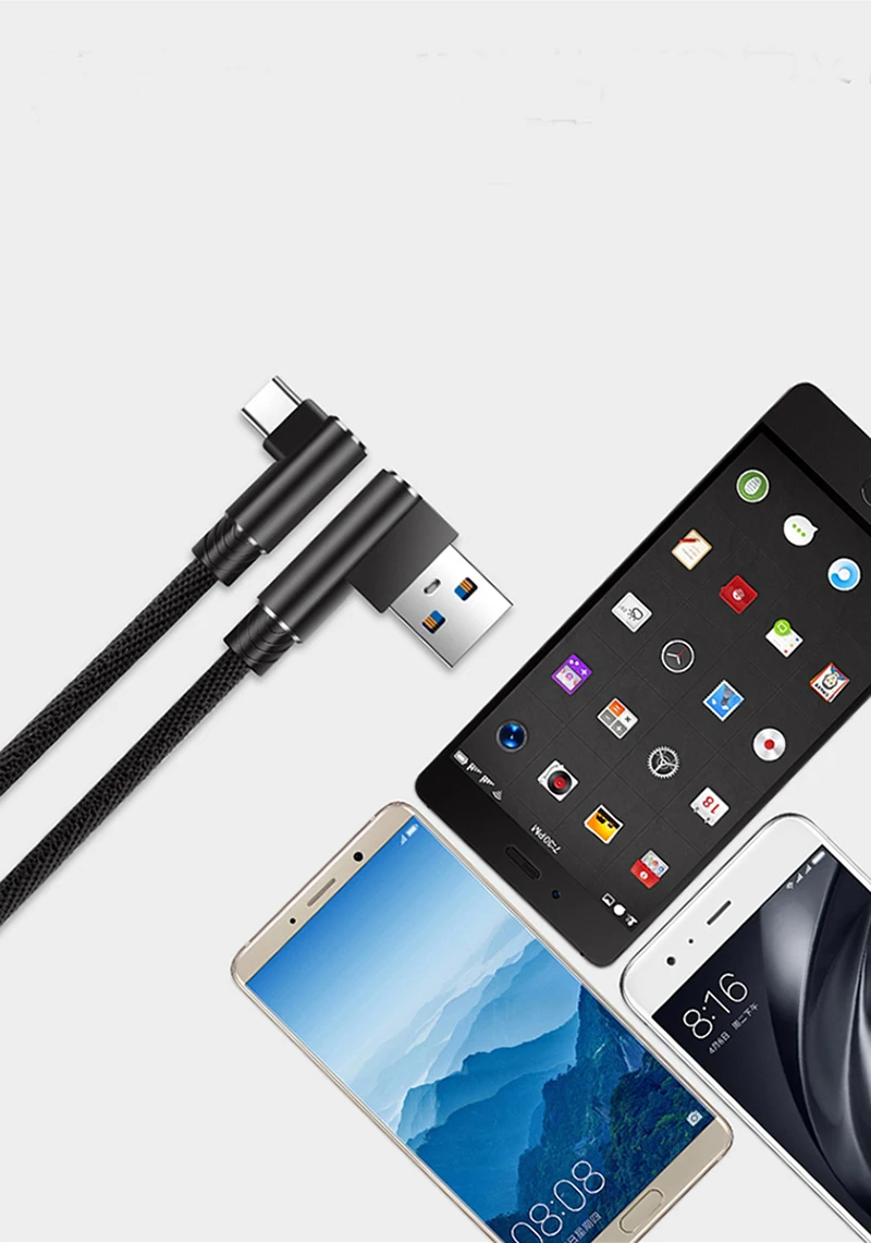 Usb 3.1 Type C Плетеный 90 градусов кабель для быстрой зарядки и передачи данных Sony Xperia Z5