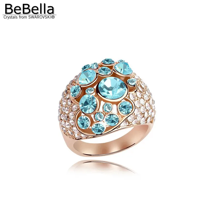 Кольцо с кристаллом BeBella позолоченное кольцо австрийскими кристаллами Swarovski для