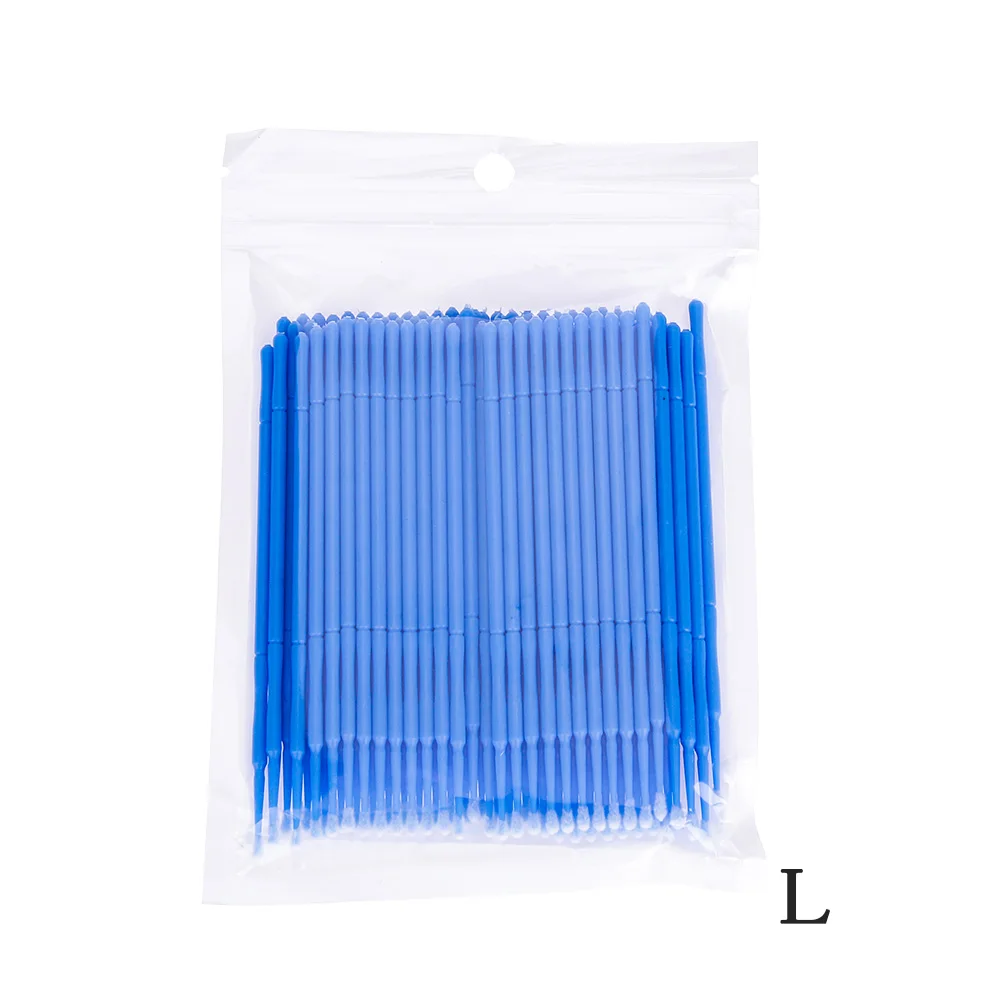 OSHIONER 100 шт Одноразовые Микро Кисти прививки ресниц ватные тампоны ресницы человека Расширение ресниц - Handle Color: Blue L