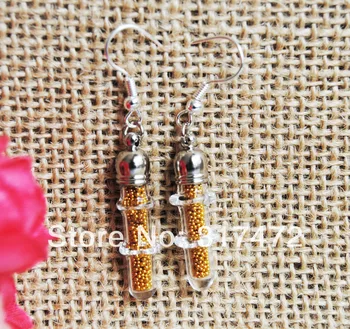 

Freeshipping!! 100set/lot bamboo clear glass bubble glass vial earing Ear hook DIY NEW 2014 (not includ the stuff)