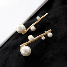 SRCOI барокко серьги-гвоздики из искусственного жемчуга Асимметричные ветки простые серьги для женщин Свадебная вечеринка ювелирные изделия любовь рождественский подарок