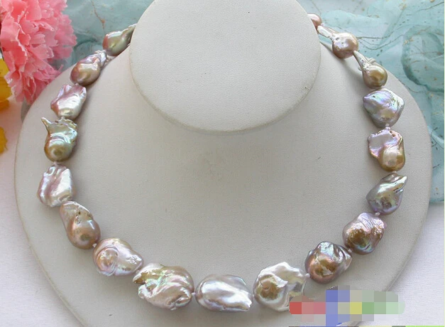 

Free shipping >>>>>p3450 Lustre Perfect 18" 22mm LAVENDER baroque keshi reborn PEARL NECKLACE