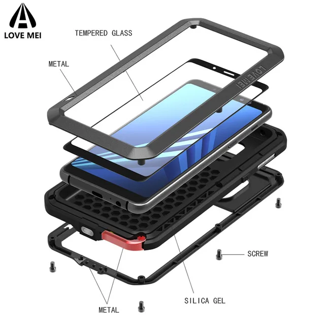 AMORE MEI Potente Cassa Del Metallo Per Samsung Galaxy A70 Cassa di Alluminio Impermeabile Antiurto Copertura per Samsung A70 Gorilla di vetro UN 70-in Astuccio per telefono da Cellulari e telecomunicazioni su  