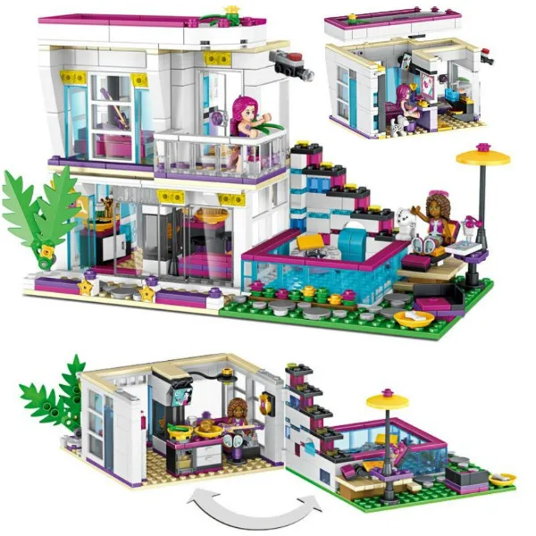 

760PCS Pop Star Livi's House Building Block Compatible Legoinglys Friend For Girls DIY figures Brick Educational Toys for Girls