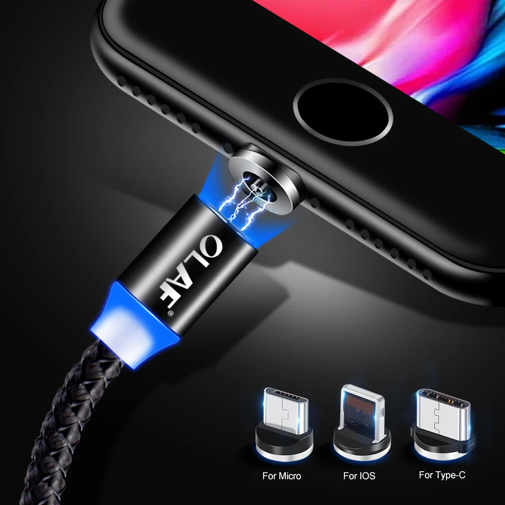 OLAF Magnetische usb Kabel Für iphone 7 8 Plus X XR XS Max LED Beleuchtung Micro USB Typ C Kabel fü