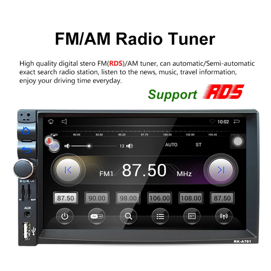 

7 Inch Android 5.1 2 Din HD Bluetooth Car Radio Stereo Player Touch Screen GPS Navigation with Night Vision Rear View Camera