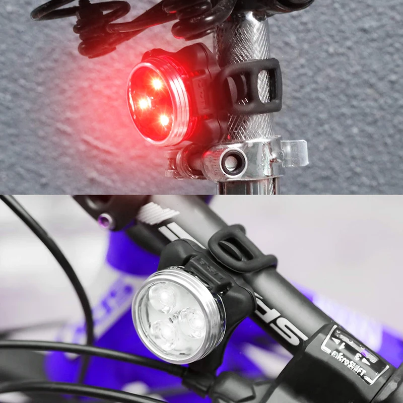 Discount USB charging Bicycle Lights Waterproof Cycling White Front Light Red Rear Light Perfect for Mountain Helmet Head Lamp led bike 2