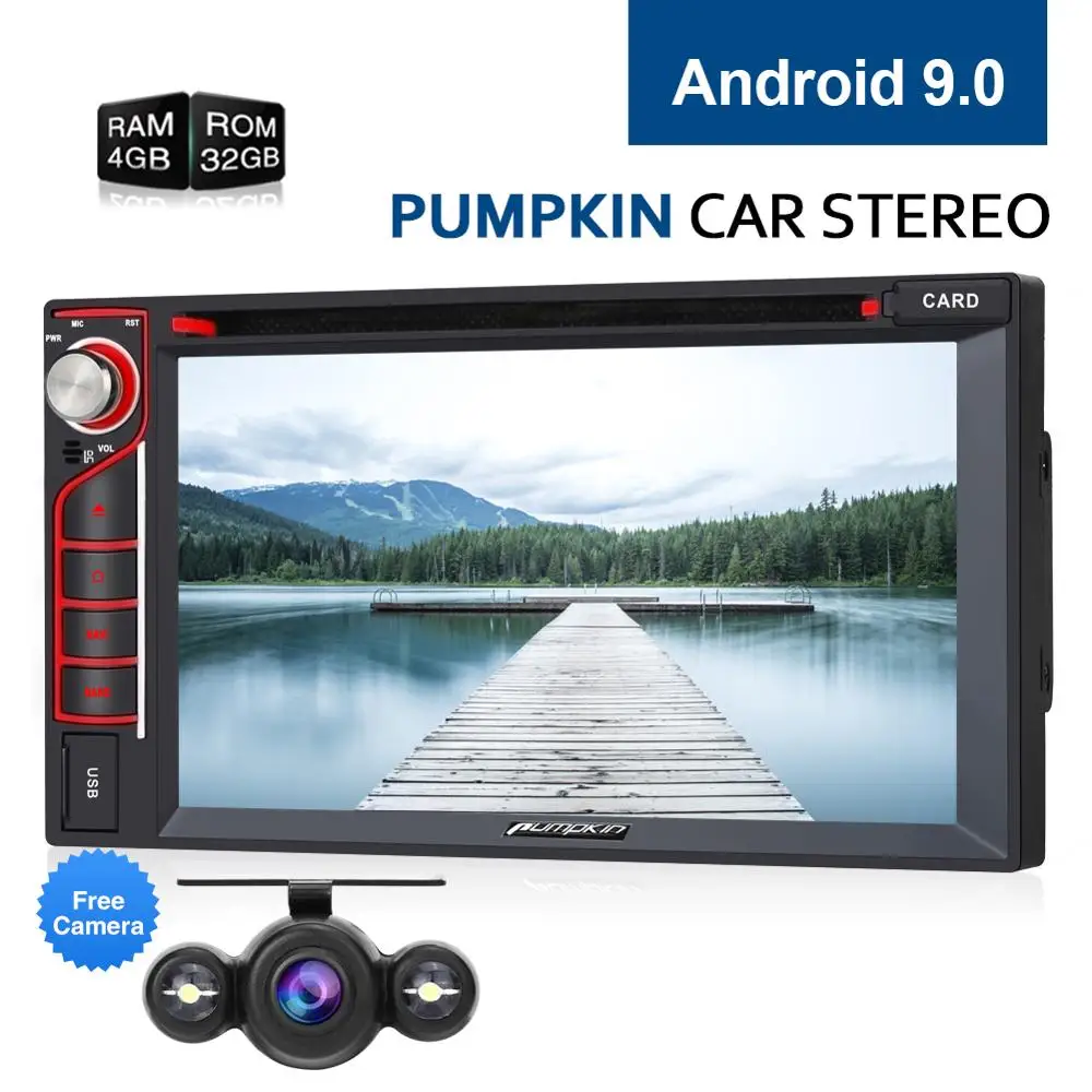 Clearance Pumpkin 2 Din 6.2"Universal Android 9.0 GPS Car Radio RAM 4G ROM 32G Stereo Audio Player GPS Navigation Wifi OBD2 DAB FM RDS 0