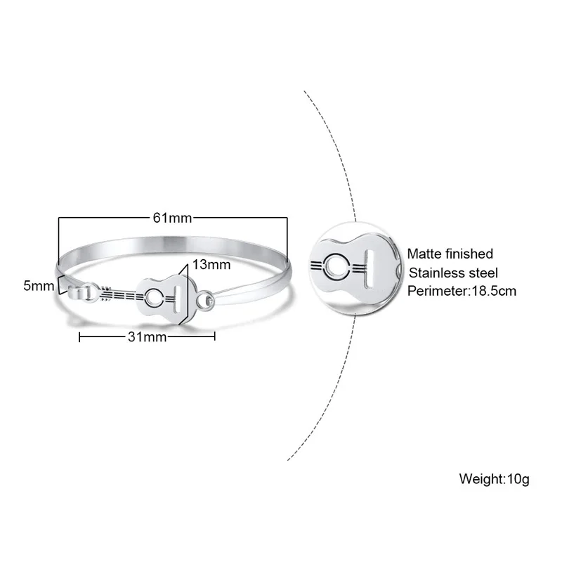Простой браслет «гитара» серебряный цвет нержавеющая сталь браслет для женщин модные украшения мужской подарок
