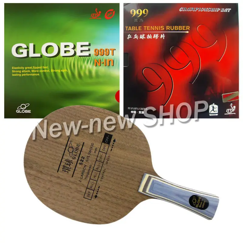 

Globe 522 Blade with Globe 999T Japanese Sponge and 999 999T Rubbers for a Racket Shakehand long handle FL