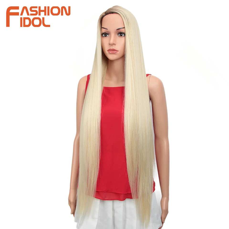 Мода IDOL 38 дюймов прямые Длинные Синтетические парики для черных женщин высокотемпературные волосы Омбре 613 красные парики для косплея синтетические волосы